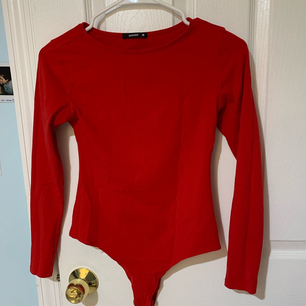 Long sleeve red bodysuit